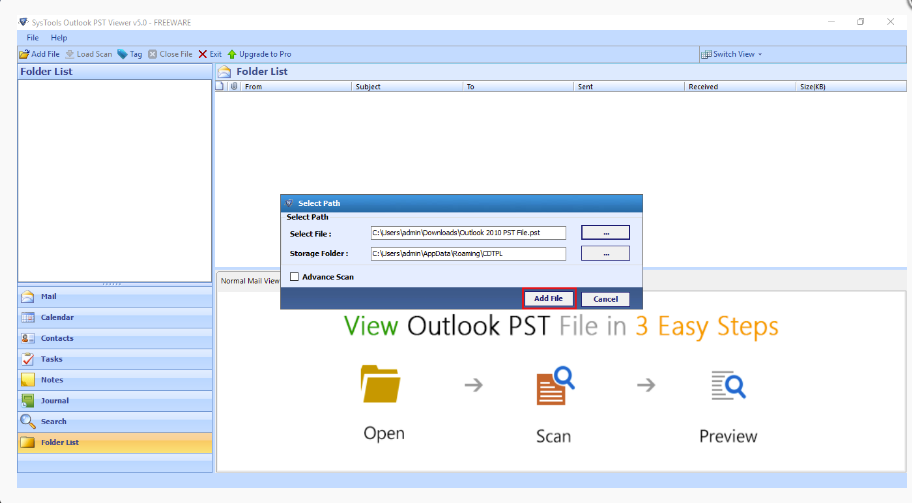 SysTools Outlook PST Reader- Advance Scan-TechDu